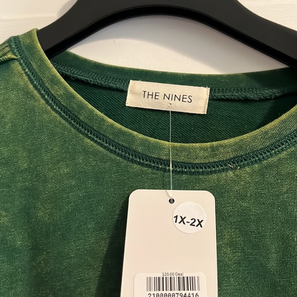 NWT Plus Size 1X/2X Green Mineral Wash Sweatshirt - Picture 5 of 9